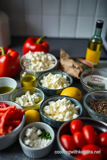 Roasted Sweet Red Pepper and Feta Dip ingredients