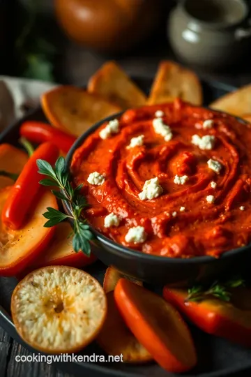 Roasted Sweet Red Pepper and Feta Dip presentation