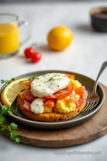 Scrambled Ham and Fontina Breakfast Sandwich presentation