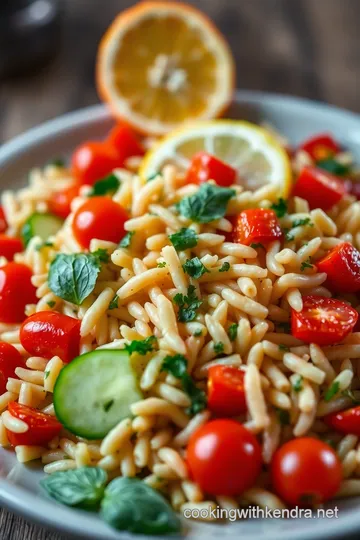 Zesty Lemon Herb Whole Wheat Orzo Salad presentation