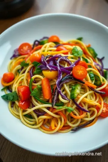 Zesty Raw Vegan Rainbow Noodle Salad presentation
