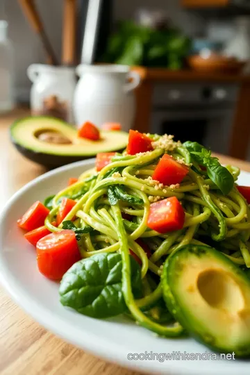 Zesty Uncooked Vegan Zucchini Noodles with Avocado Pesto steps