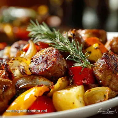 Autumn Sausage Veggie and Apple Sheet Pan Dinner Quick MapleGlazed Supper Recipe Card