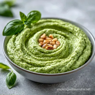 Basil Pesto Hummus in 10 Minutes Recipe Card