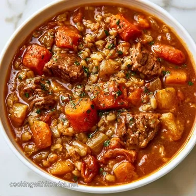 Beef Barley Soup for 8 Servings Recipe Card