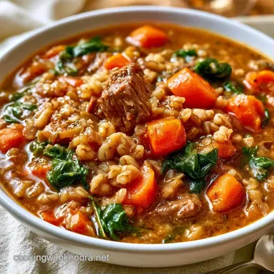 Beef Barley Soup with Spinach for 8 Recipe Card