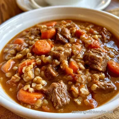 Beef Barley Vegetable Soup for 8 Servings Recipe Card