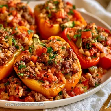 Beef Stuffed Peppers for 6 Servings Recipe Card