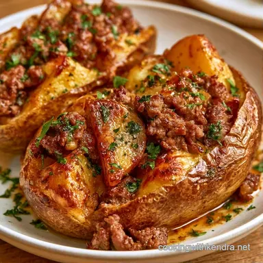 Beef Stuffed Potatoes for 4 Servings Recipe Card