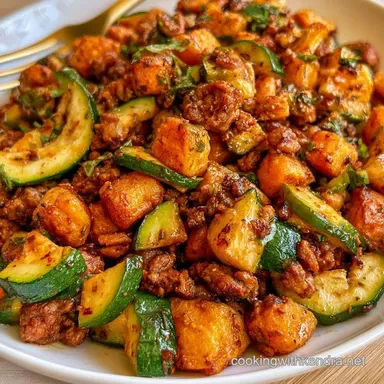 One-Pot Beef Zucchini Skillet Recipe Card