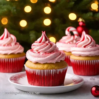 Candy Cane Cupcakes with Fluffy Frosting Christmas Magic Recipe Card