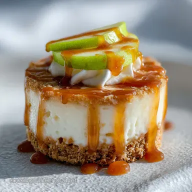 Mini Caramel Apple Cheesecake Bite with Graham Cracker Crust Recipe Card