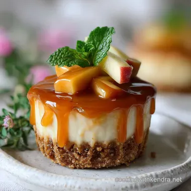 Mini Caramel Apple Cheesecake Bite with Graham Cracker Crust