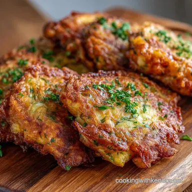 Chaos Cakes: The Utterly Brilliant, Ultra-Crispy Potato Cheddar Fritters Recipe Card