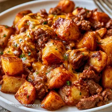 Cheeseburger Skillet Potatoes: Crispy Recipe Card