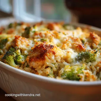 Cheesy Chicken Broccoli Rice Casserole (No Condensed Soup)