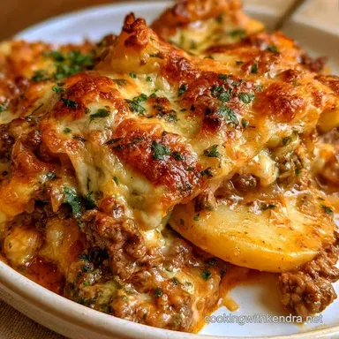 Cheesy Beef Potato Casserole for 6 Recipe Card