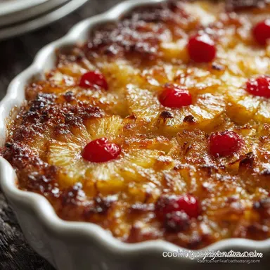 Old Fashioned Hot Pineapple Casserole The Perfect SaltySweet Side Recipe Card