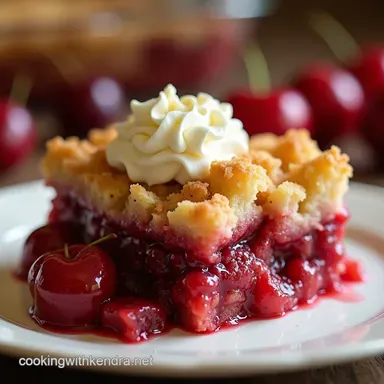 Cherry Delight Dump Cake Sweet Easy Jubilee Treat Recipe Card