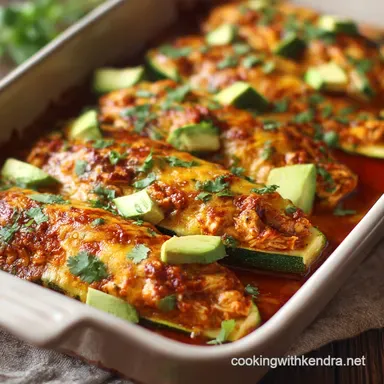 Chicken Enchilada Zucchini Boats Easy Low Carb Keto Dinner Recipe Card