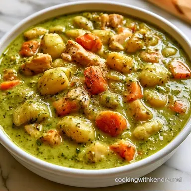 Chicken Gnocchi Pesto Soup in 40 Minutes Recipe Card