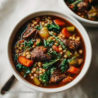 Beef Barley Soup with Tender Beef and Pearl Barley Recipe Card