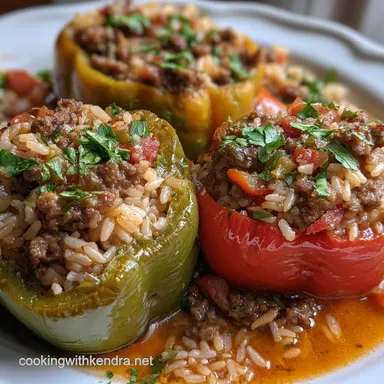 Stuffed Peppers Recipe: Classic Beef Rice Baked Perfect Recipe Card