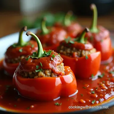 The Best Classic Beef Rice Stuffed Peppers Recipe Recipe Card