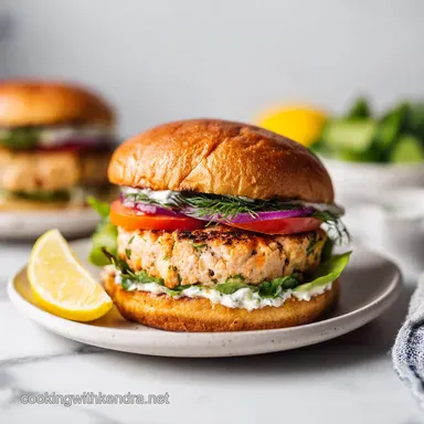 Salmon Burger with Dill Sauce for 4 Servings