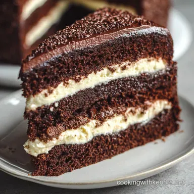 Chocolate Cake with Cream Filling: Decadent Moist Layer Cake Recipe Recipe Card
