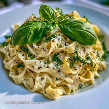 Creamy Basil Alfredo Pasta in 25 Minutes Recipe Card