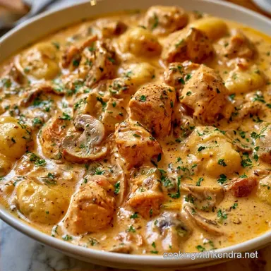 Creamy Chicken Marsala Gnocchi Soup for 4