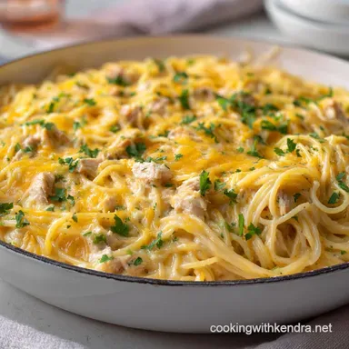 Chicken Spaghetti Casserole: The Ultimate Creamy Cheddar Bake Recipe Card
