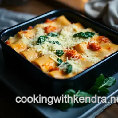 Delicious Chicken & Spinach Manicotti: My Family's Favorite Pasta Bake Recipe Card