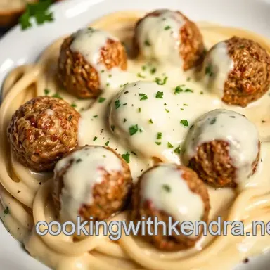 My Favorite Creamy Garlic Parmesan Meatballs with Rich Alfredo Sauce Recipe Card