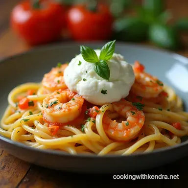 Easy LemonHerb Shrimp Pasta with Creamy Mozzarella Sauce Recipe Card