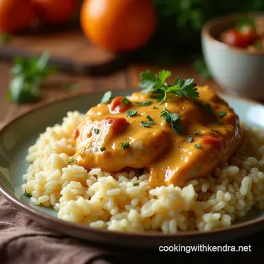 Velvet Dream Classic Creamy Smothered Chicken with Rice Recipe Recipe Card