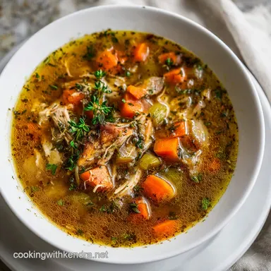 Crockpot Soup Recipe with Chicken for 7 Servings Slow-Cooked Recipe Card