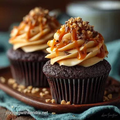 Devils Food Chocolate Cupcakes with Silky Salted Caramel Frosting Recipe Card