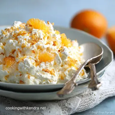 Orange Fluff Salad: 10-Minute No-Bake Recipe for the Sunshine Cloud. Recipe Card
