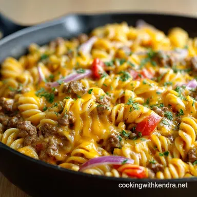 Cheeseburger Pasta: The Ultimate Creamy, One-Pot Skillet Recipe Recipe Card