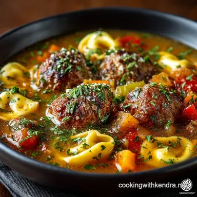 The Ultimate Slow Cooker Meatball Tortellini Soup Recipe Recipe Card