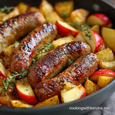 Smokies Dinner Recipe: Sausage, Apple Thyme One-Pan Tray Bake Recipe Card