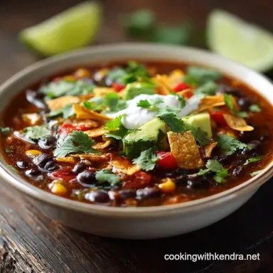 Black Bean Tortilla Soup Easy Smoky Chipotle Vegetarian Recipe Recipe Card
