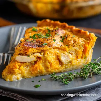 Golden Sweet Potato Chicken Pie Family Friendly Fall Dinner Ideas Recipe Card