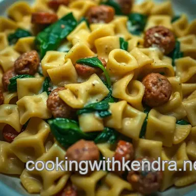 Creamy Farfalle Pasta: Sausage & Spinach Delight! Recipe Card