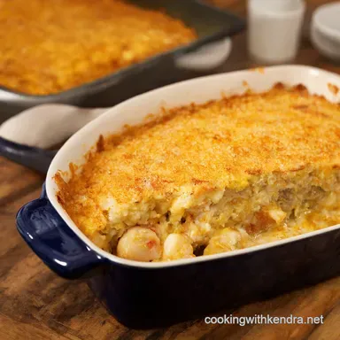 Fishermans Wharf Seafood Casserole Seaside Comfort Food Recipe Card