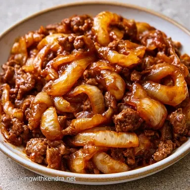French Onion Casserole with Ground Beef Recipe Card