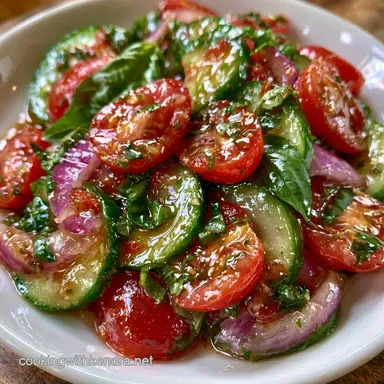 Fresh Cucumber Basil Salad for 4 Servings Recipe Card