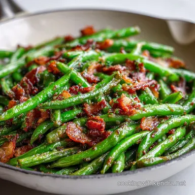 Fried Snap Beans with Bacon for 4 Servings Recipe Card